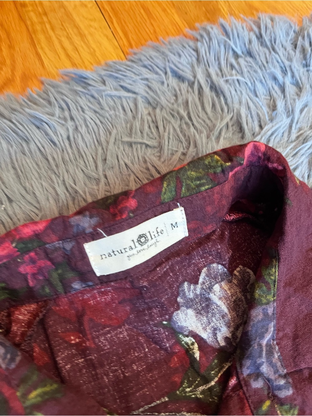 Natural Life Rebecca Tiered Midi Dress Flowy Burgundy Floral Cottage Boho Size M - Picture 3 of 6